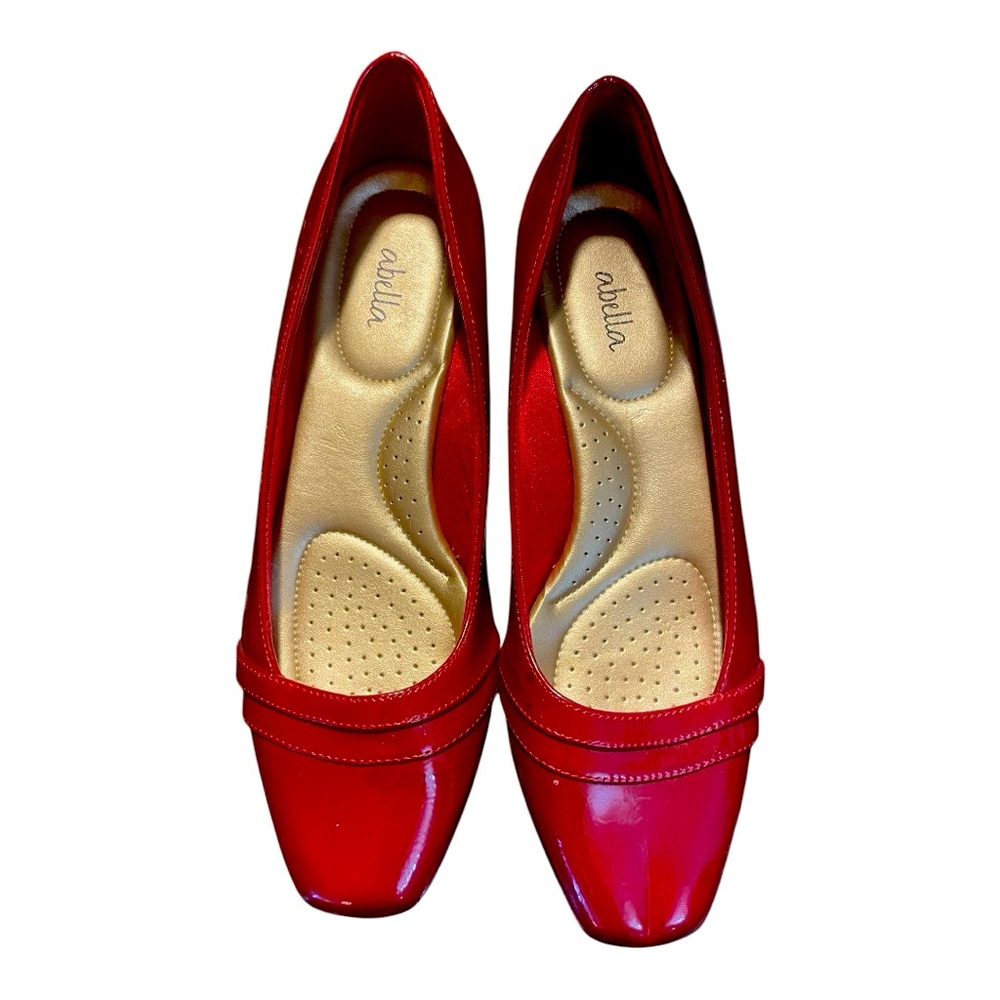 Abella Red Patent Leather Flats Size 9 | Chic Comfort | Comfort Cushioned Insole - Picture 4 of 10